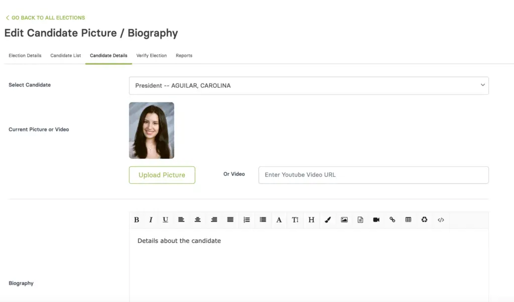 Elections - Candidate Details